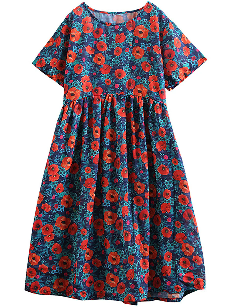 Robe Femme Décontractée à Motif Floral Style Bohème, Coupe Ample, Idéale pour Été et Loisirs - Image 3