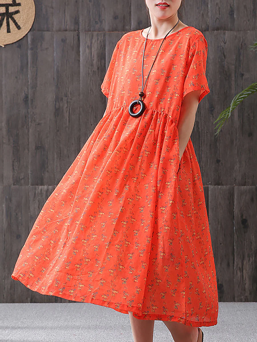 Robe Femme Décontractée à Motif Floral Style Bohème, Coupe Ample, Idéale pour Été et Loisirs - Image 4
