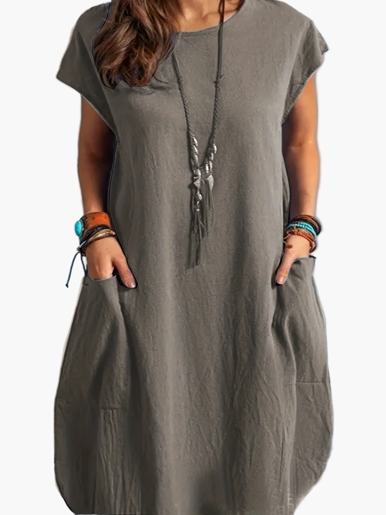Robe Femme Décontractée Tunique Élégante à Manches Courtes pour Été et Printemps - Image 10