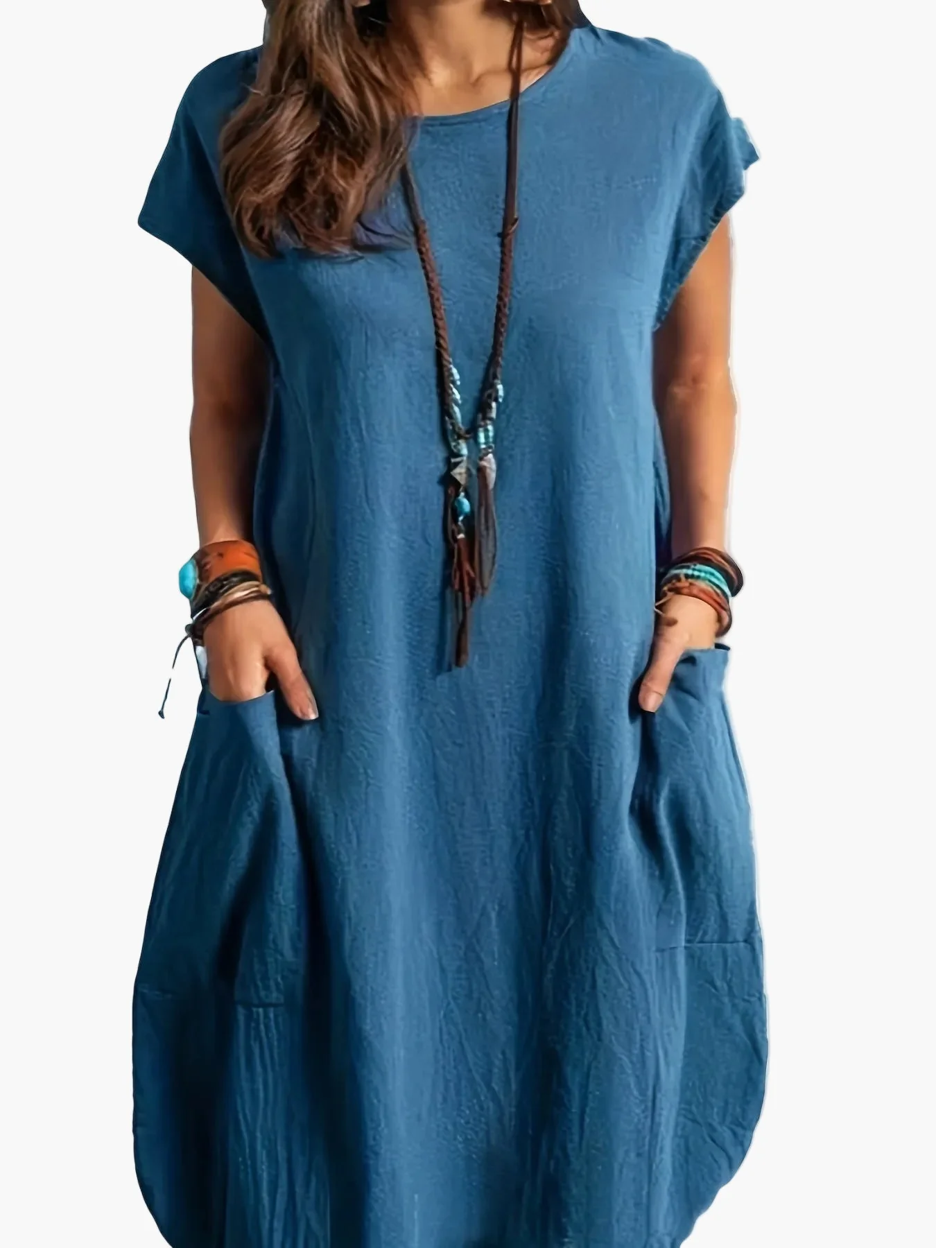 Robe Femme Décontractée Tunique Élégante à Manches Courtes pour Été et Printemps - Image 6