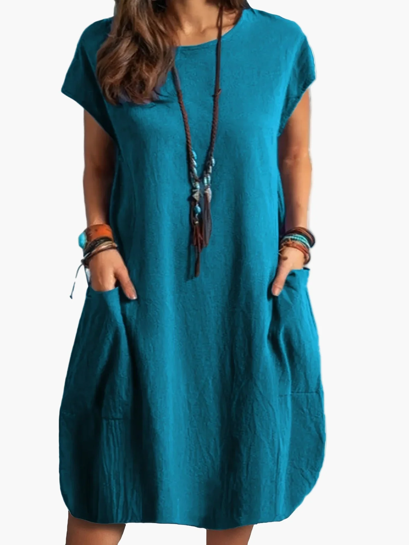 Robe Femme Décontractée Tunique Élégante à Manches Courtes pour Été et Printemps - Image 8