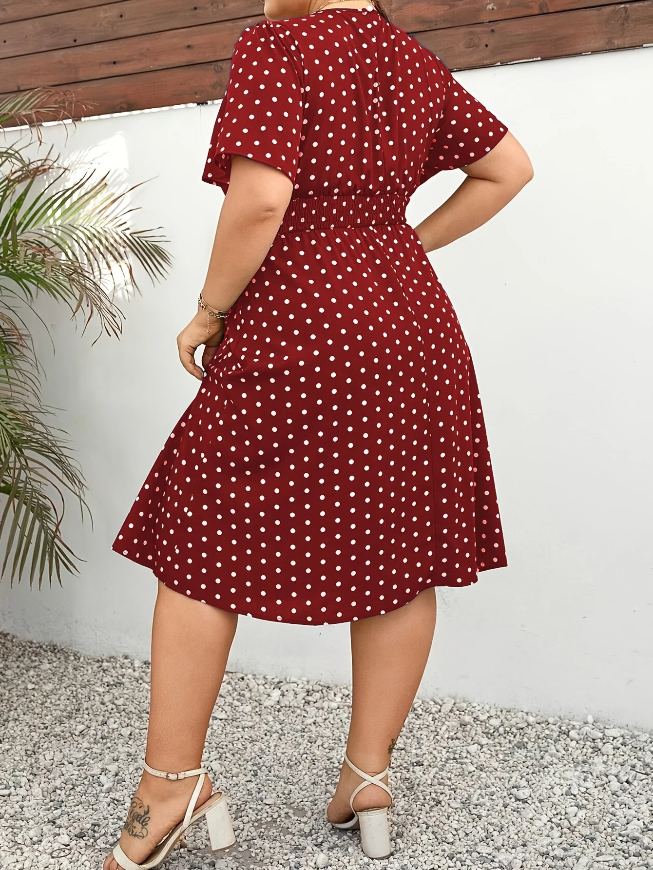 Robe Femme Élégante à Pois Style Années 50 Coupe Évasée Été - Image 10