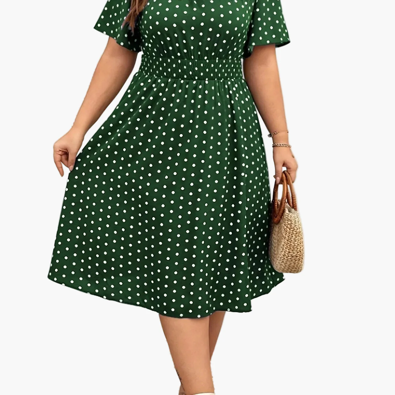 Robe Femme Élégante à Pois Style Années 50 Coupe Évasée Été - Image 12