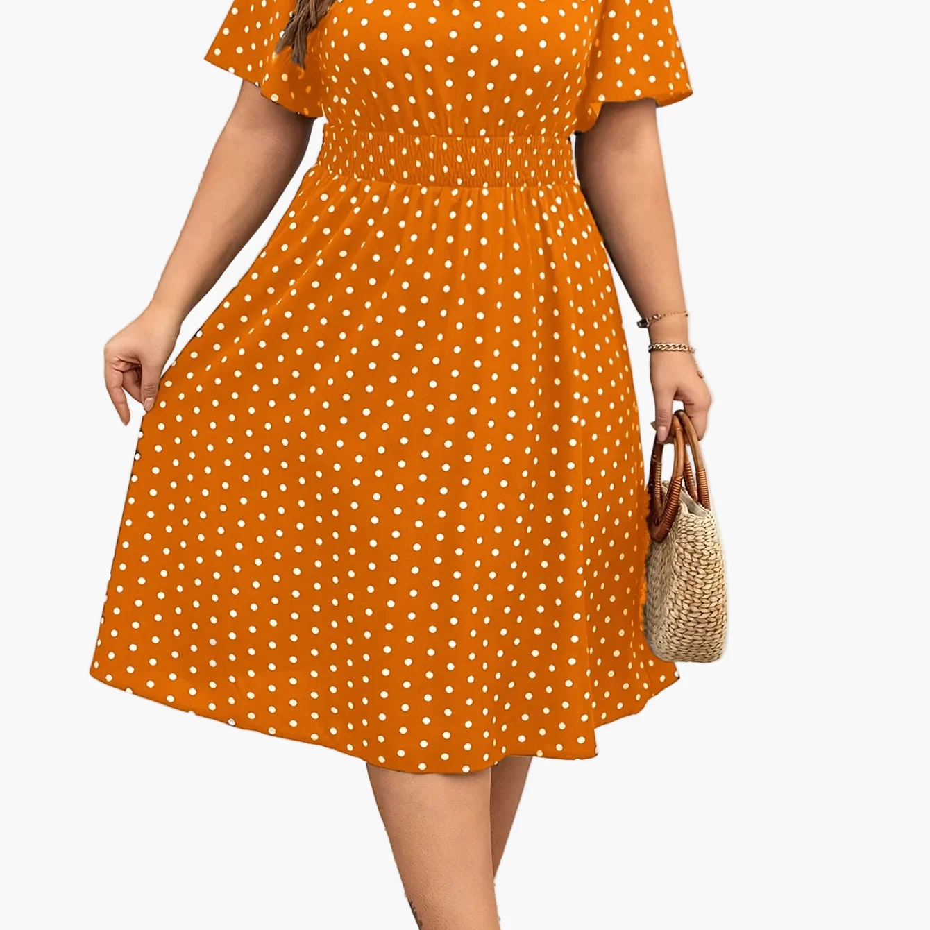 Robe Femme Élégante à Pois Style Années 50 Coupe Évasée Été - Image 13