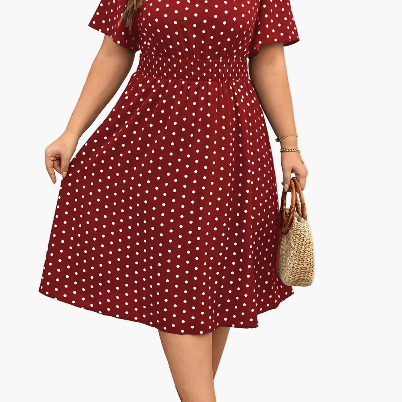 Robe Femme Élégante à Pois Style Années 50 Coupe Évasée Été - Image 14