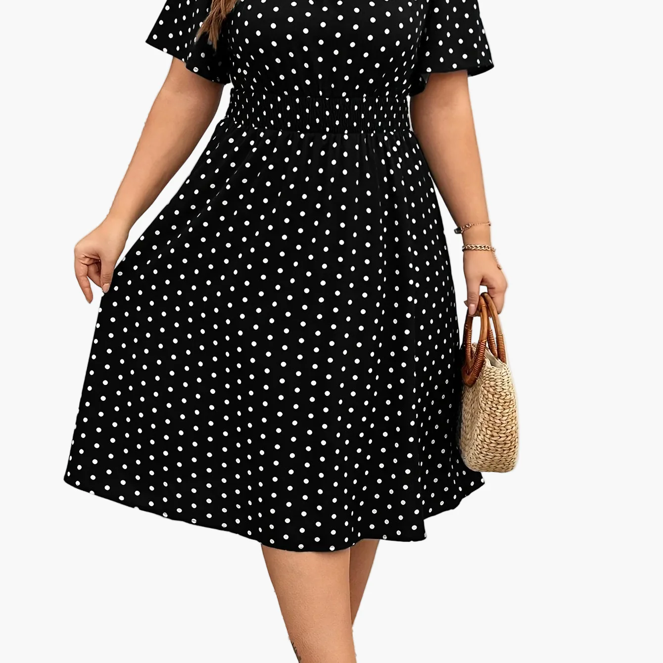 Robe Femme Élégante à Pois Style Années 50 Coupe Évasée Été - Image 15