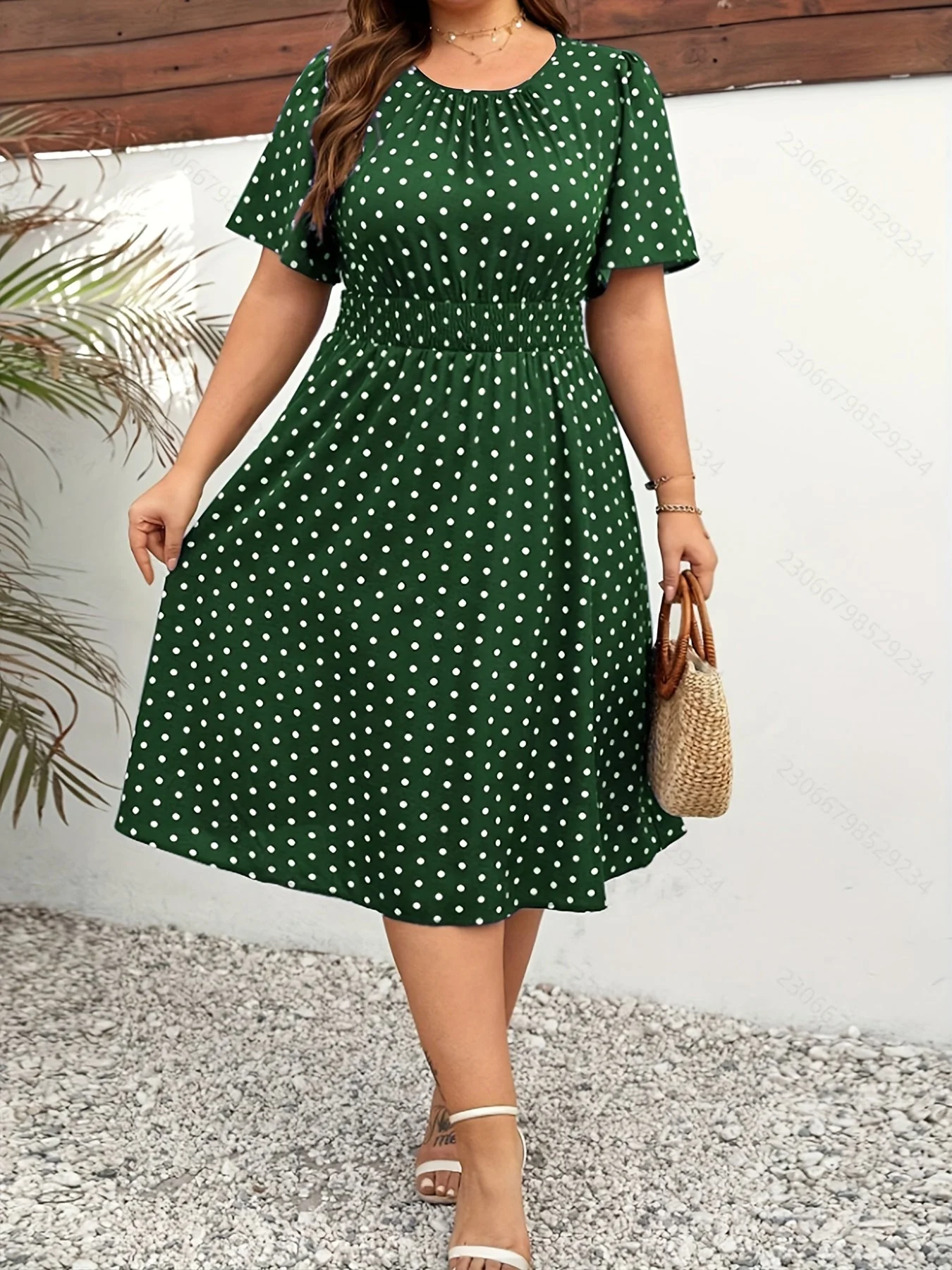 Robe Femme Élégante à Pois Style Années 50 Coupe Évasée Été - Image 3
