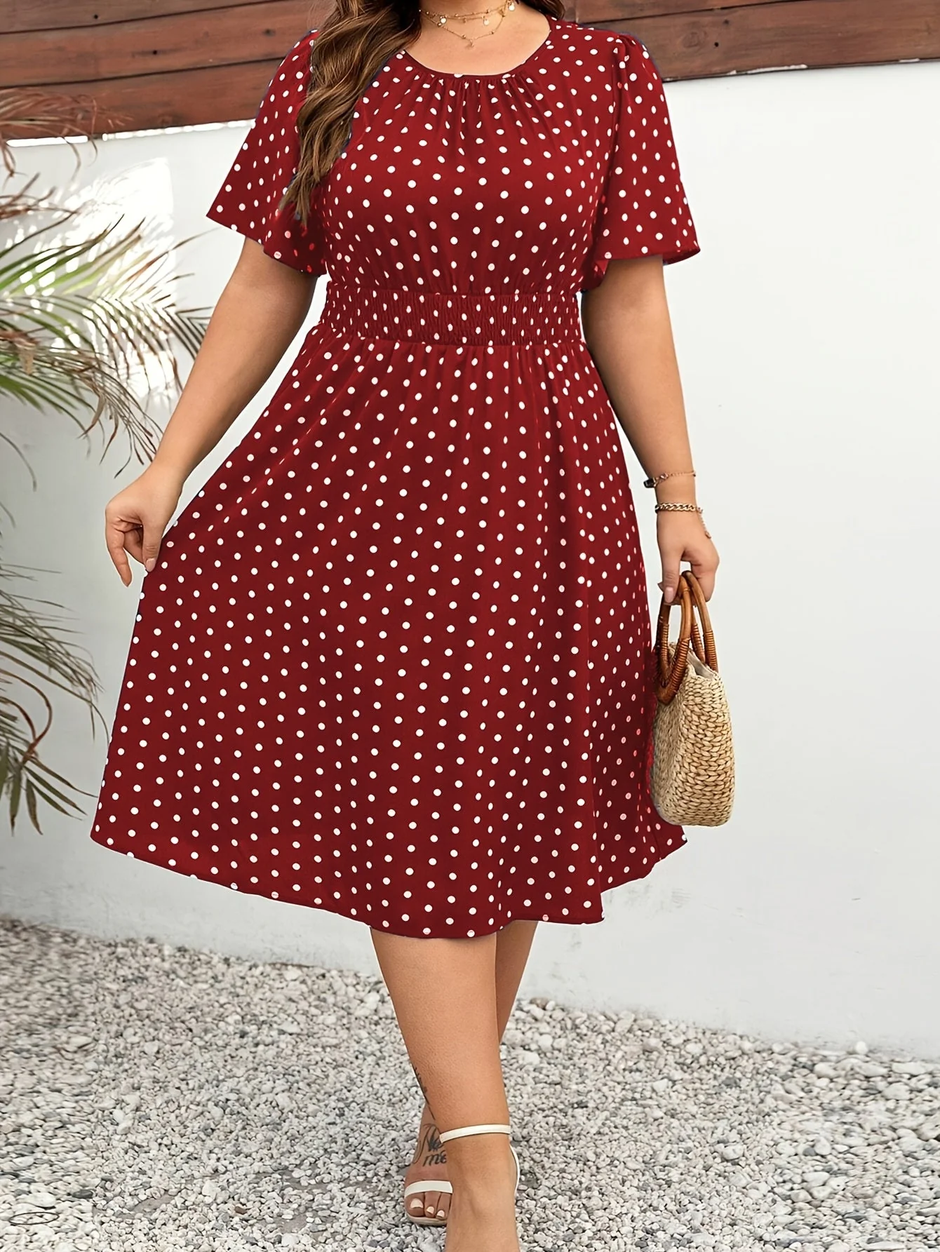 Robe Femme Élégante à Pois Style Années 50 Coupe Évasée Été - Image 5