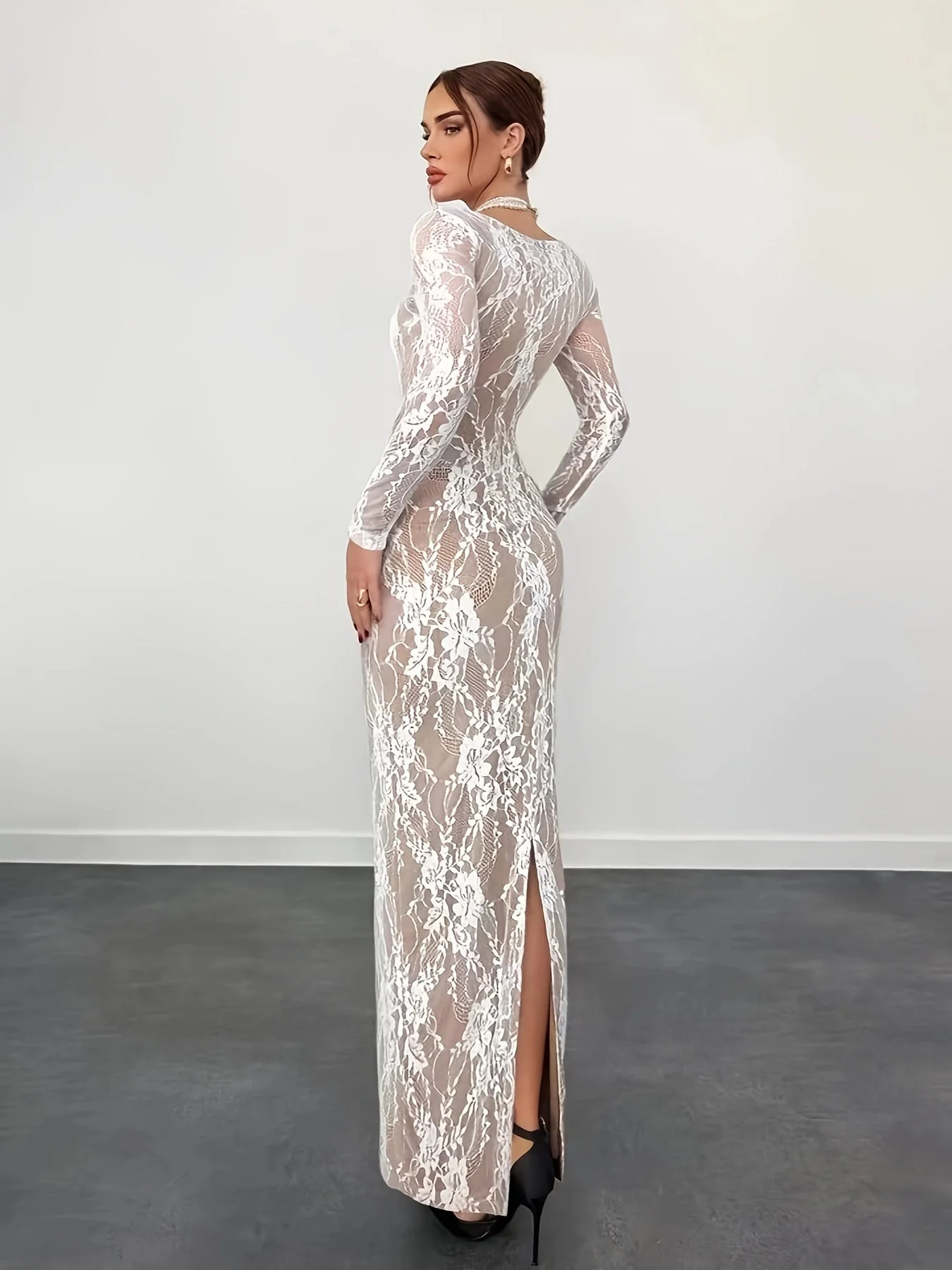 Robe Femme Élégante Bodycon Style Soirée à Manches Longues Décolleté Carré - Image 3