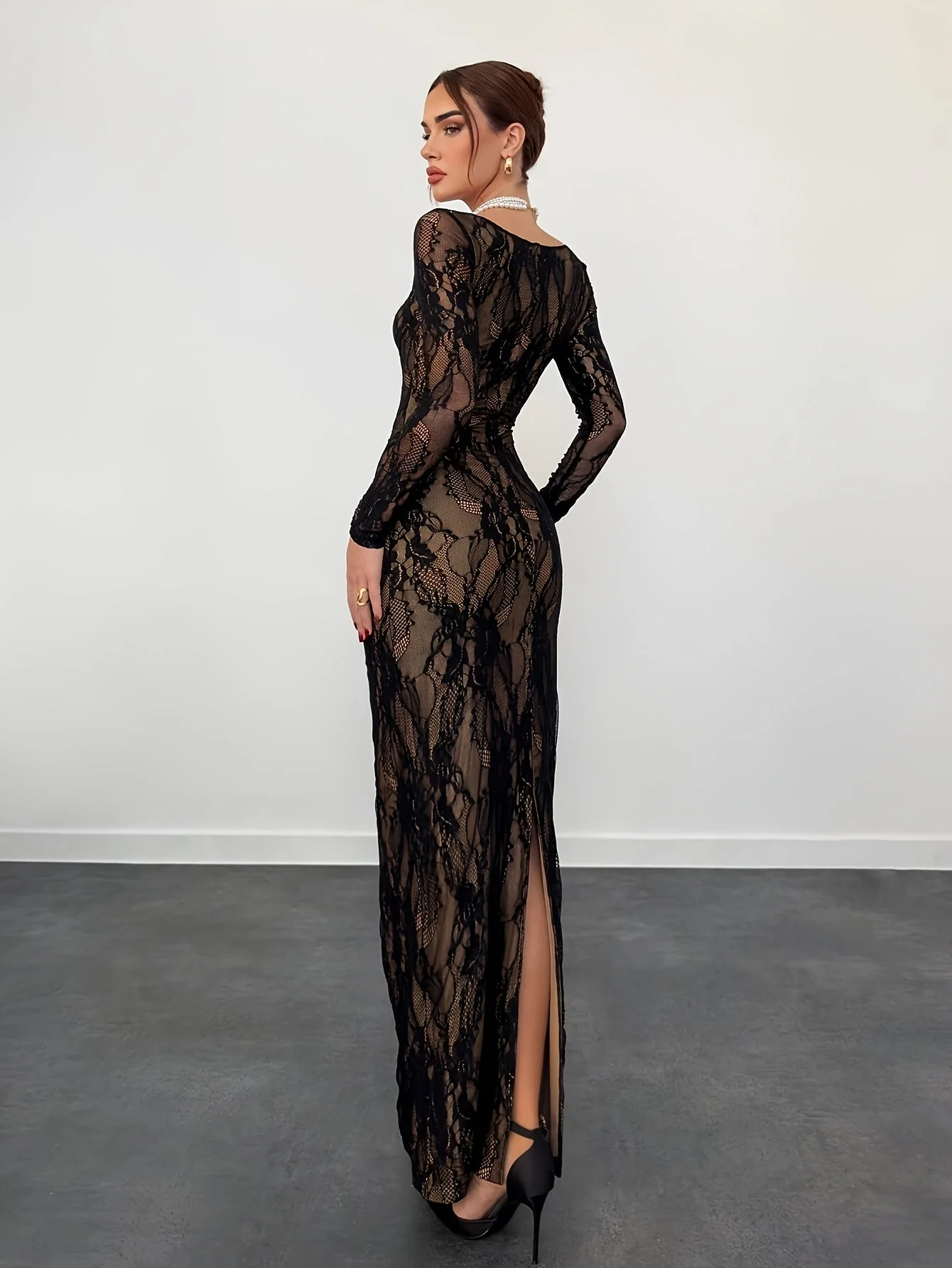 Robe Femme Élégante Bodycon Style Soirée à Manches Longues Décolleté Carré - Image 4