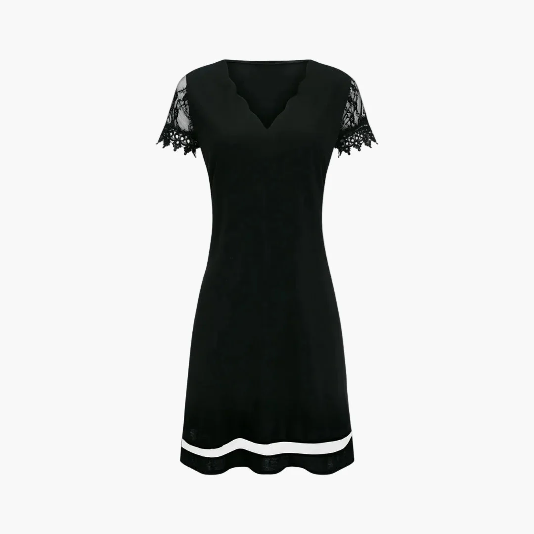Robe Femme Élégante Manches Dentelle Col Ondulé pour Soirée et Événement - Image 3