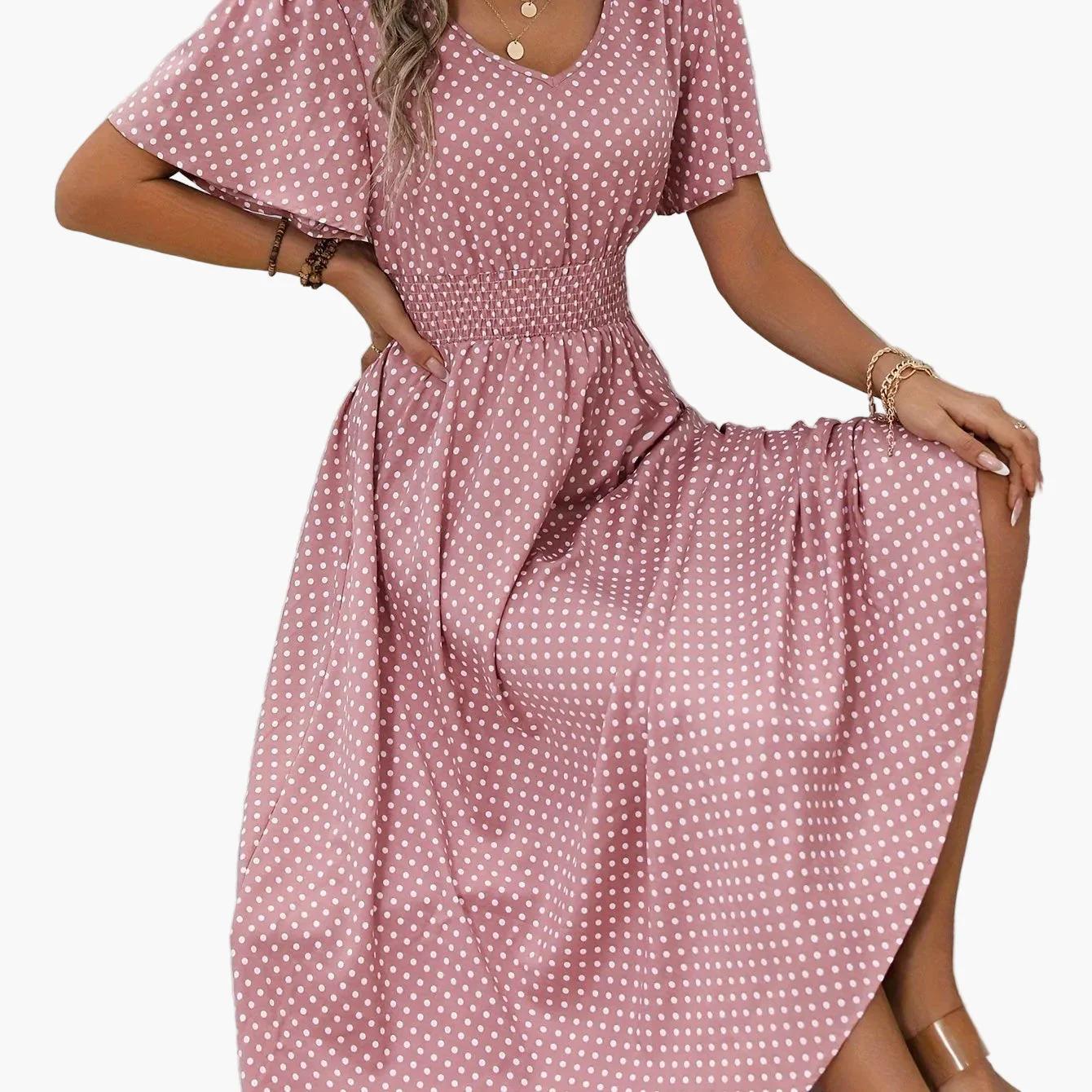 Robe Femme Élégante à Pois Style Décontracté pour Printemps/Été - Image 12