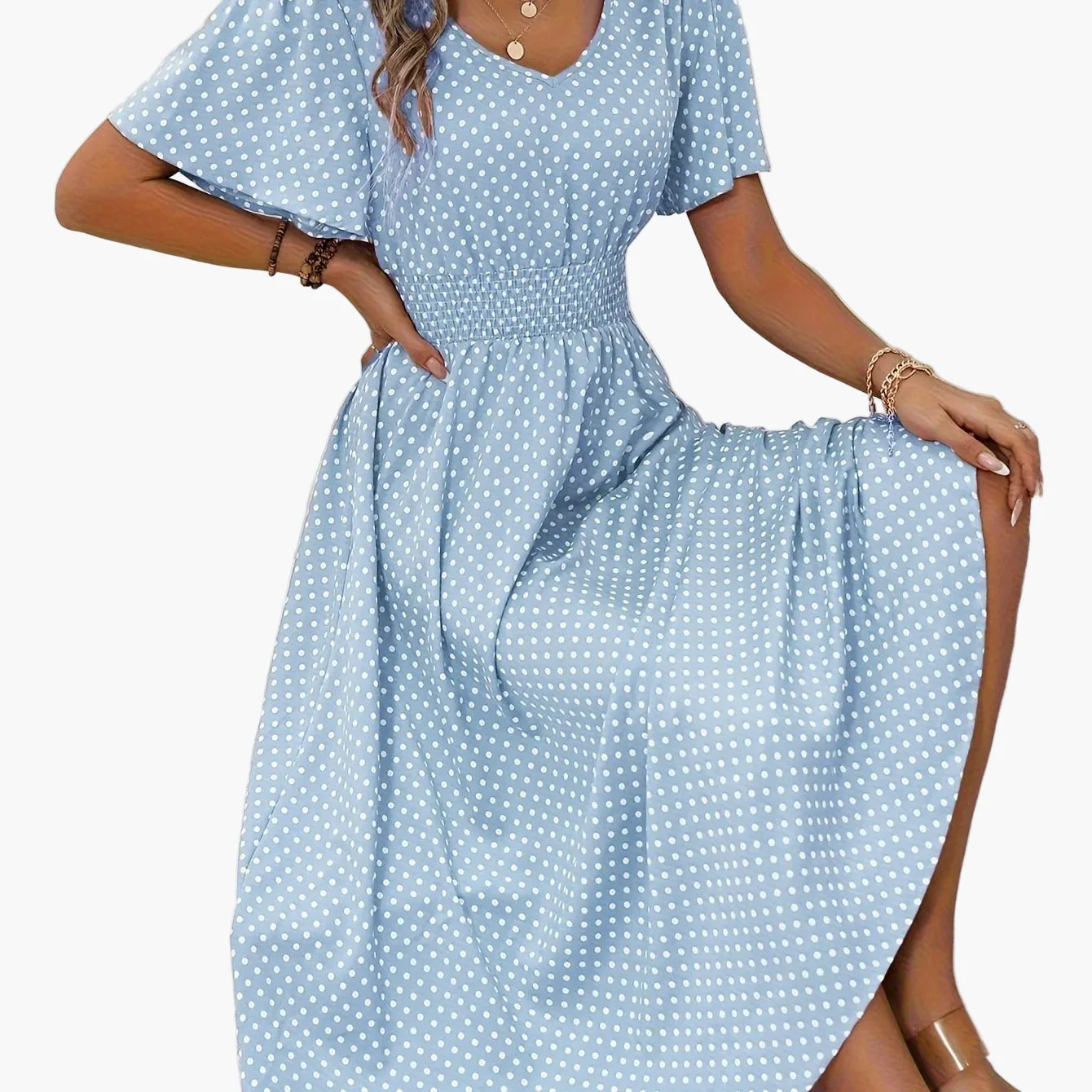 Robe Femme Élégante à Pois Style Décontracté pour Printemps/Été - Image 13