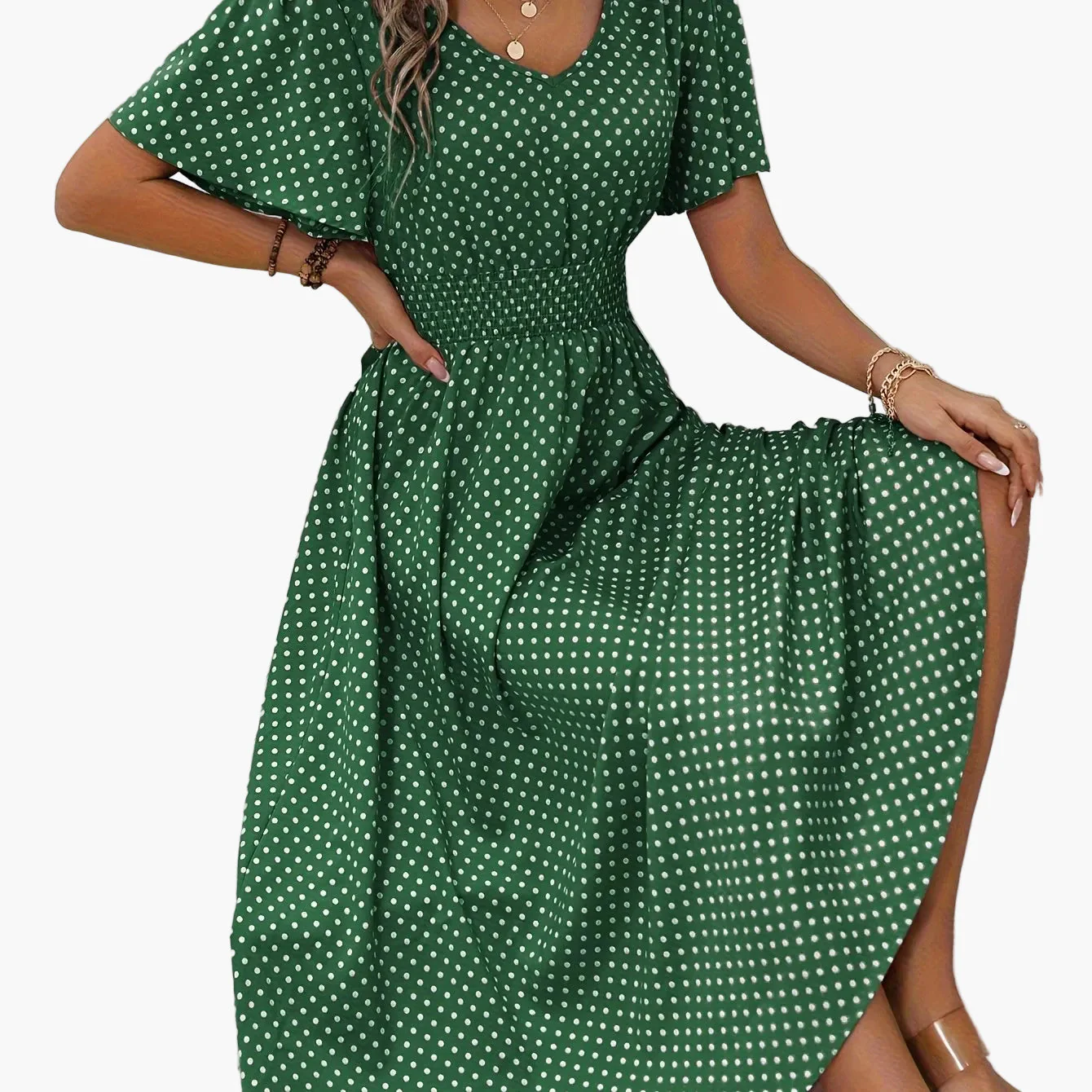 Robe Femme Élégante à Pois Style Décontracté pour Printemps/Été - Image 14