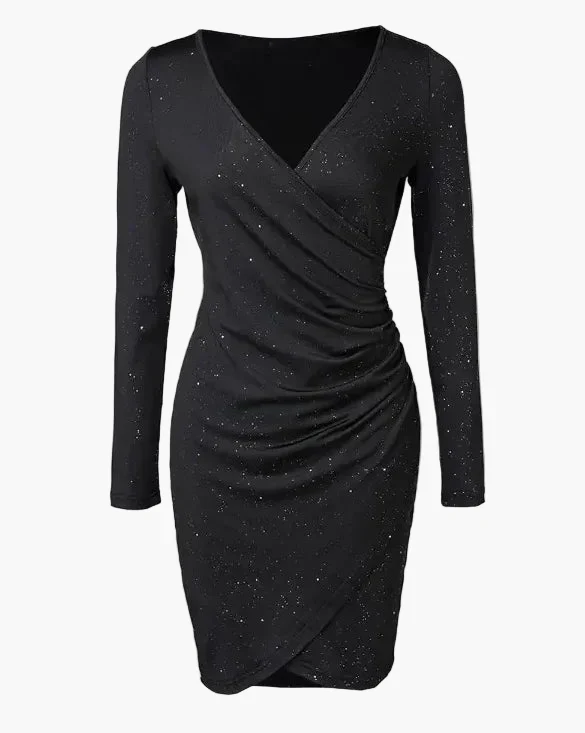 Robe Femme Élégante de Soirée à Manches Longues, Style Portefeuille, Look Galaxie, Chic et Moderne - Image 3
