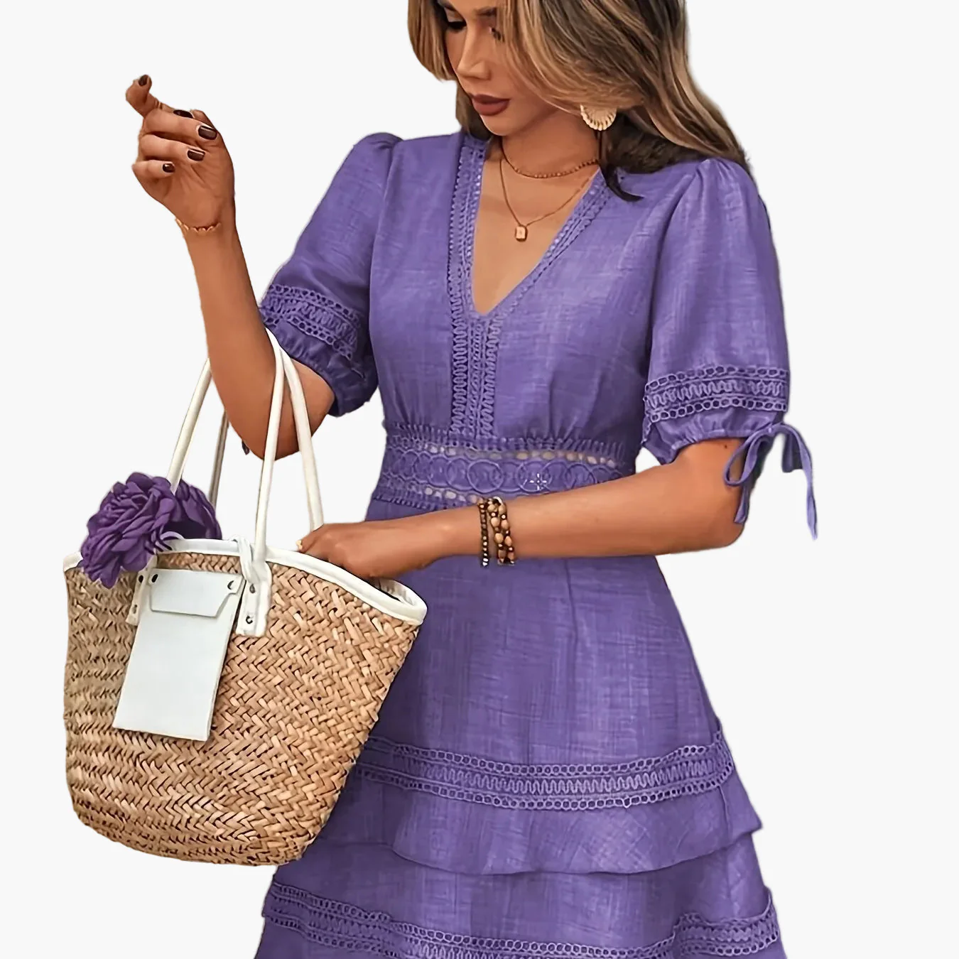 Robe Femme Élégante Style Bohème à Volants pour Printemps et Été - Image 9