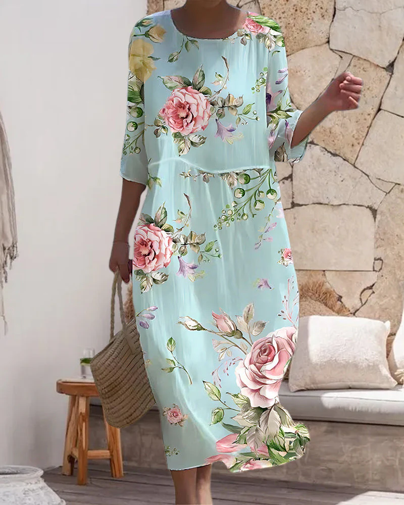 Robe Femme Élégante Style Bohème à Fleurs pour Occasions Décontractées et Estivales - Image 2
