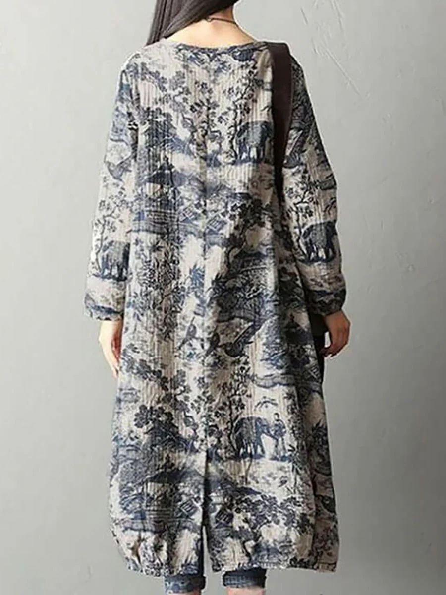 Robe longue ample d'hiver à manches longues pour femme, style décontracté bohème chic - Image 3