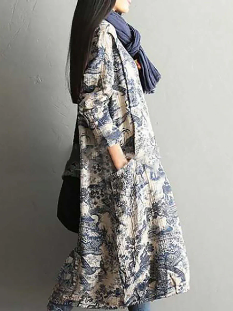 Robe longue ample d'hiver à manches longues pour femme, style décontracté bohème chic - Image 4