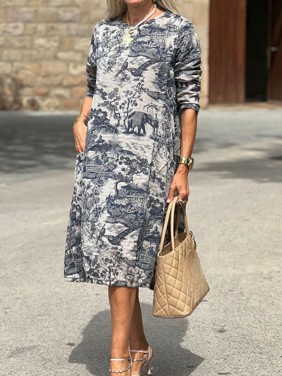 Robe longue ample d'hiver à manches longues pour femme, style décontracté bohème chic - Image 6