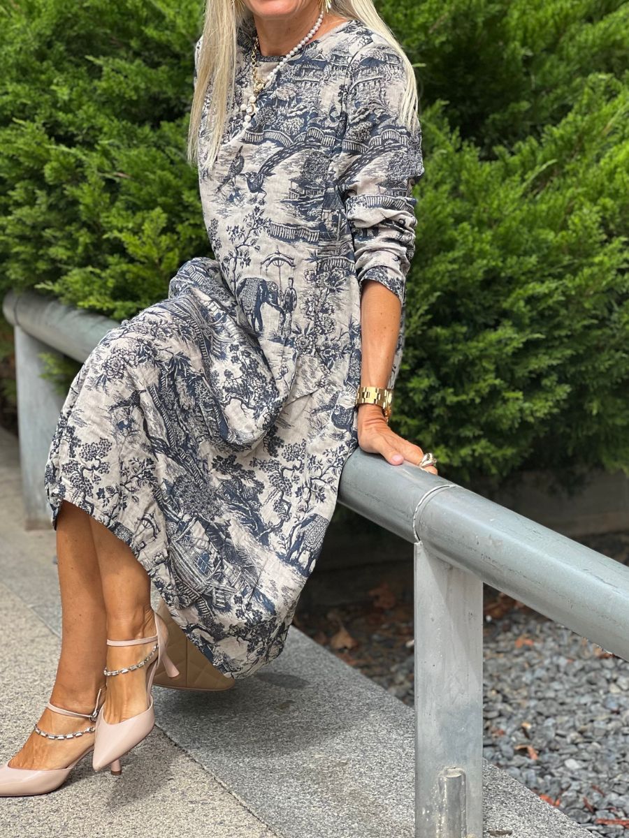 Robe longue ample d'hiver à manches longues pour femme, style décontracté bohème chic - Image 7