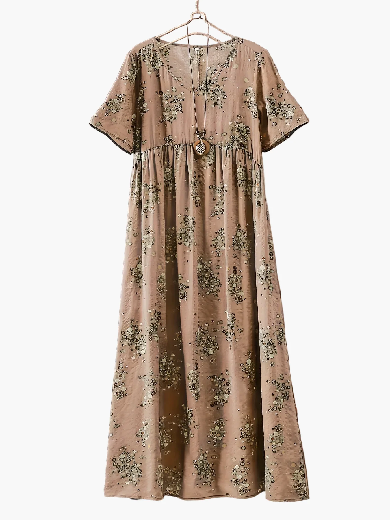 Robe longue décontractée femme style bohème à imprimé floral col en V, idéale pour l'été - Image 10