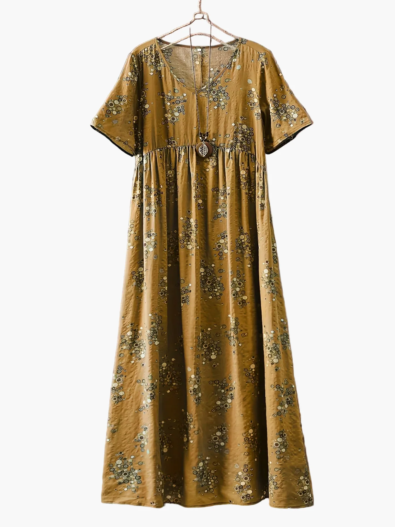 Robe longue décontractée femme style bohème à imprimé floral col en V, idéale pour l'été - Image 11