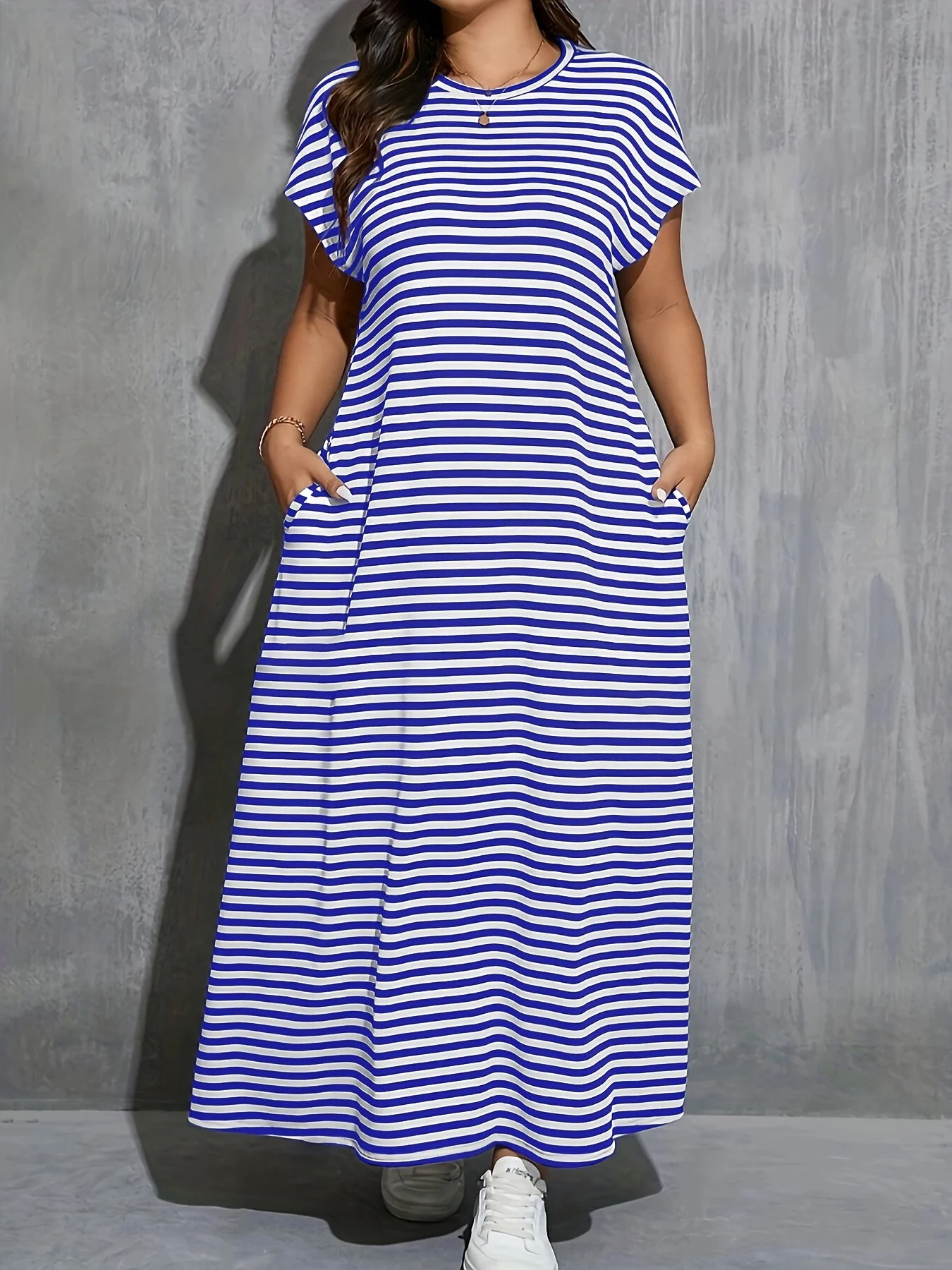Robe longue décontractée à rayures pour femme, style quotidien et tendance - Image 2