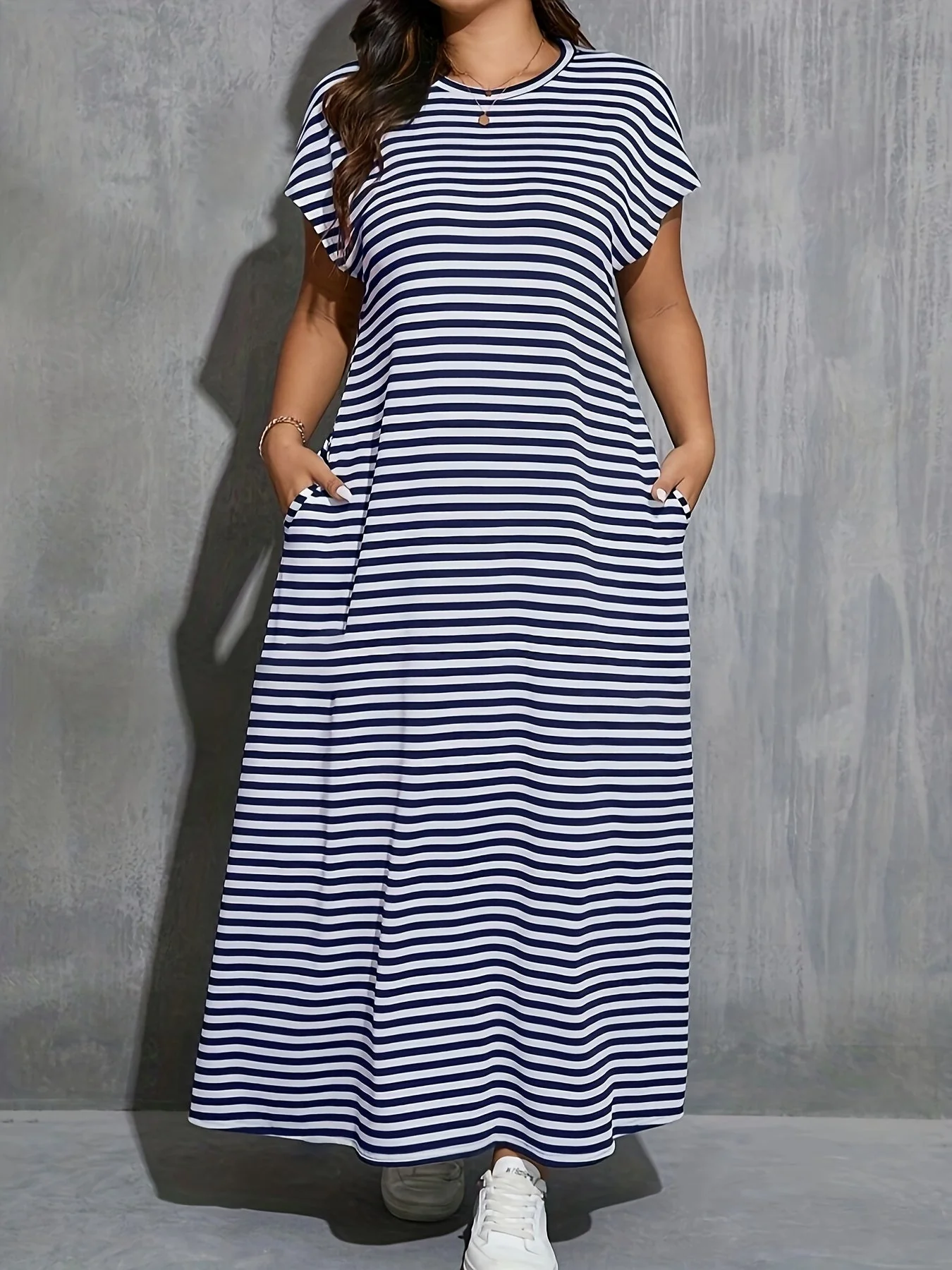 Robe longue décontractée à rayures pour femme, style quotidien et tendance - Image 3
