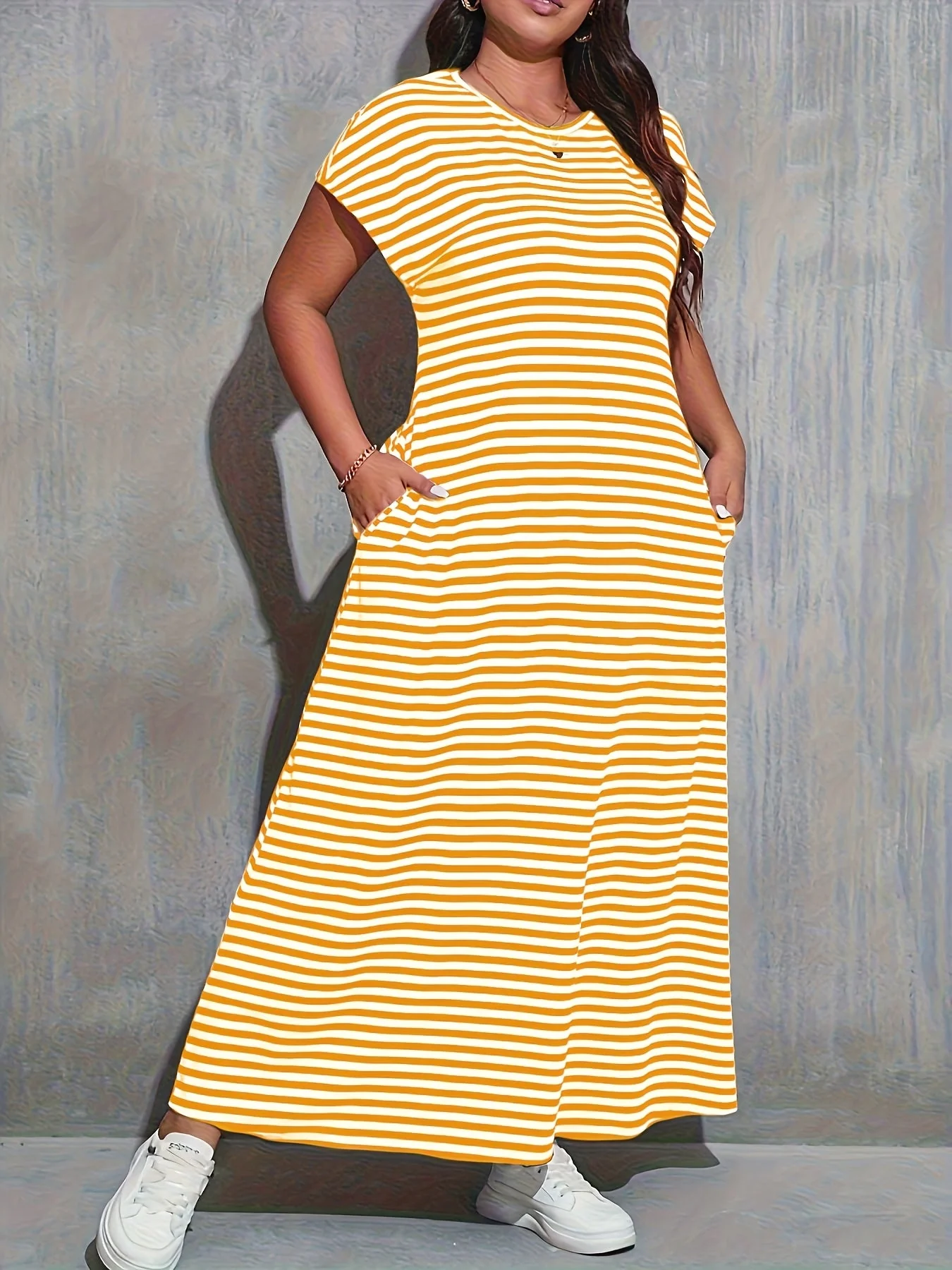 Robe longue décontractée à rayures pour femme, style quotidien et tendance - Image 4