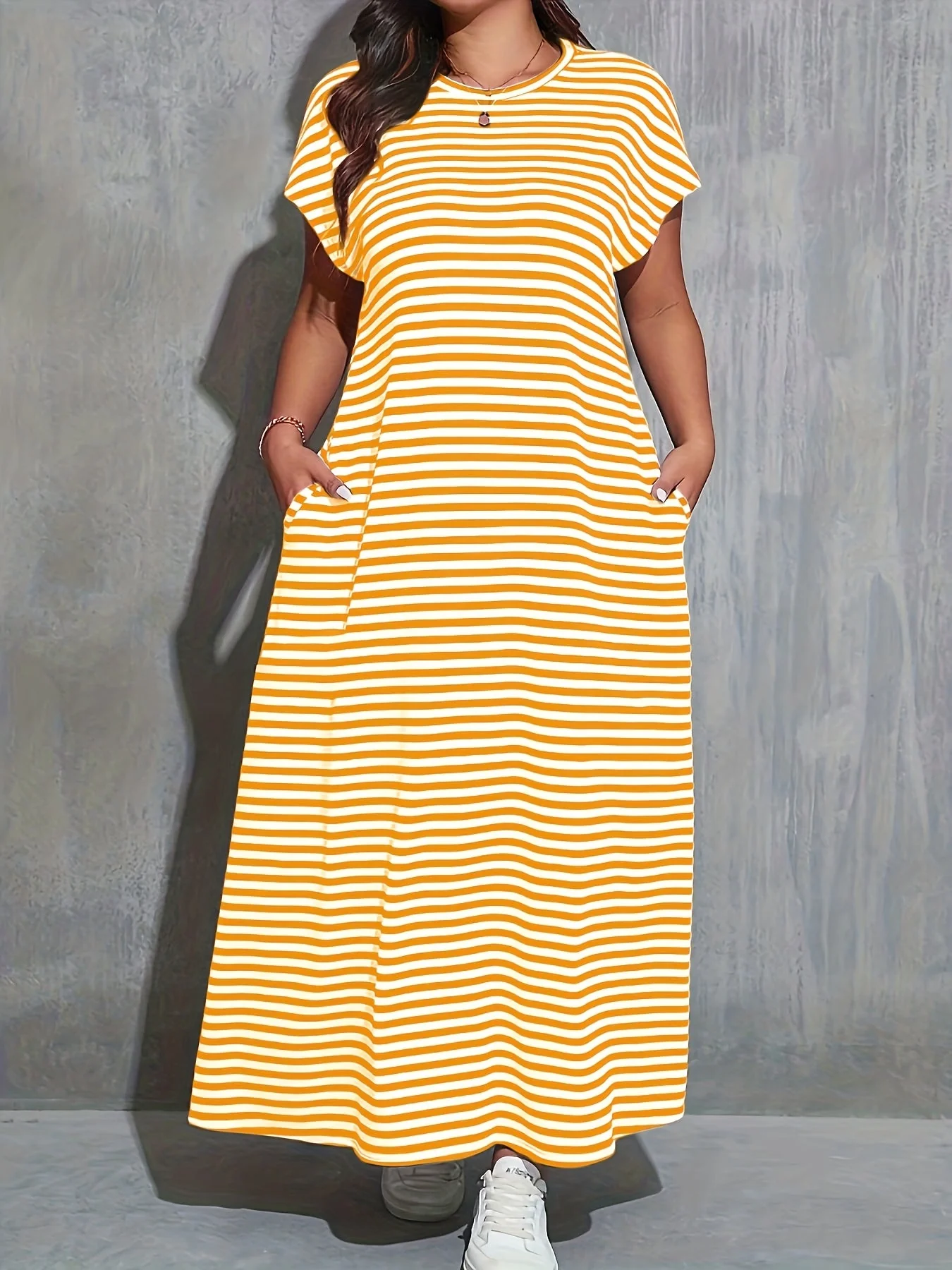 Robe longue décontractée à rayures pour femme, style quotidien et tendance - Image 7