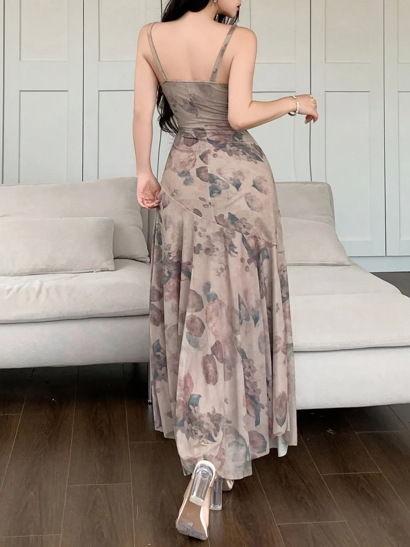 Robe longue élégante femme style bohème chic à imprimé floral pour occasions spéciales - Image 7