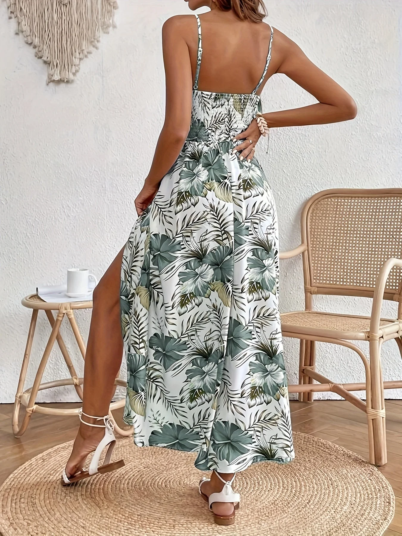 Robe Longue Femme Élégante à Bretelles Style Floral pour Été et Vacances - Image 6