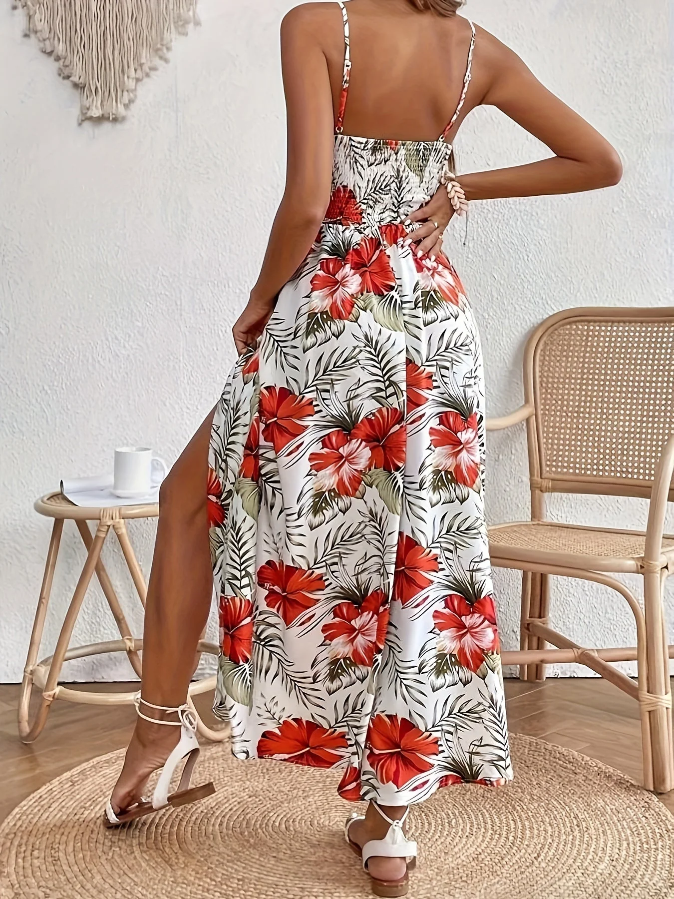 Robe Longue Femme Élégante à Bretelles Style Floral pour Été et Vacances - Image 7