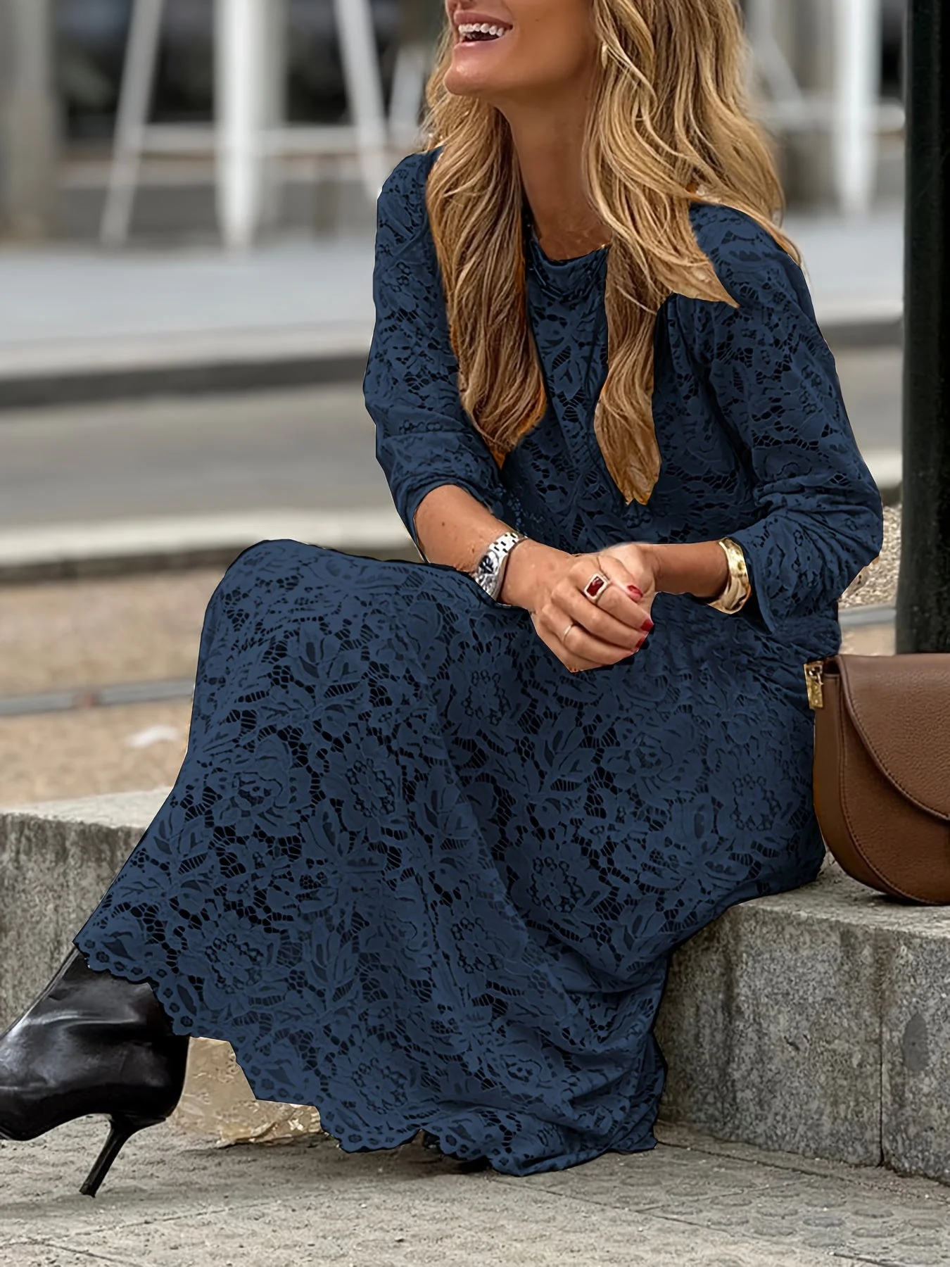 Robe Longue Femme Élégante Motif Floral Style Urbain - Image 3