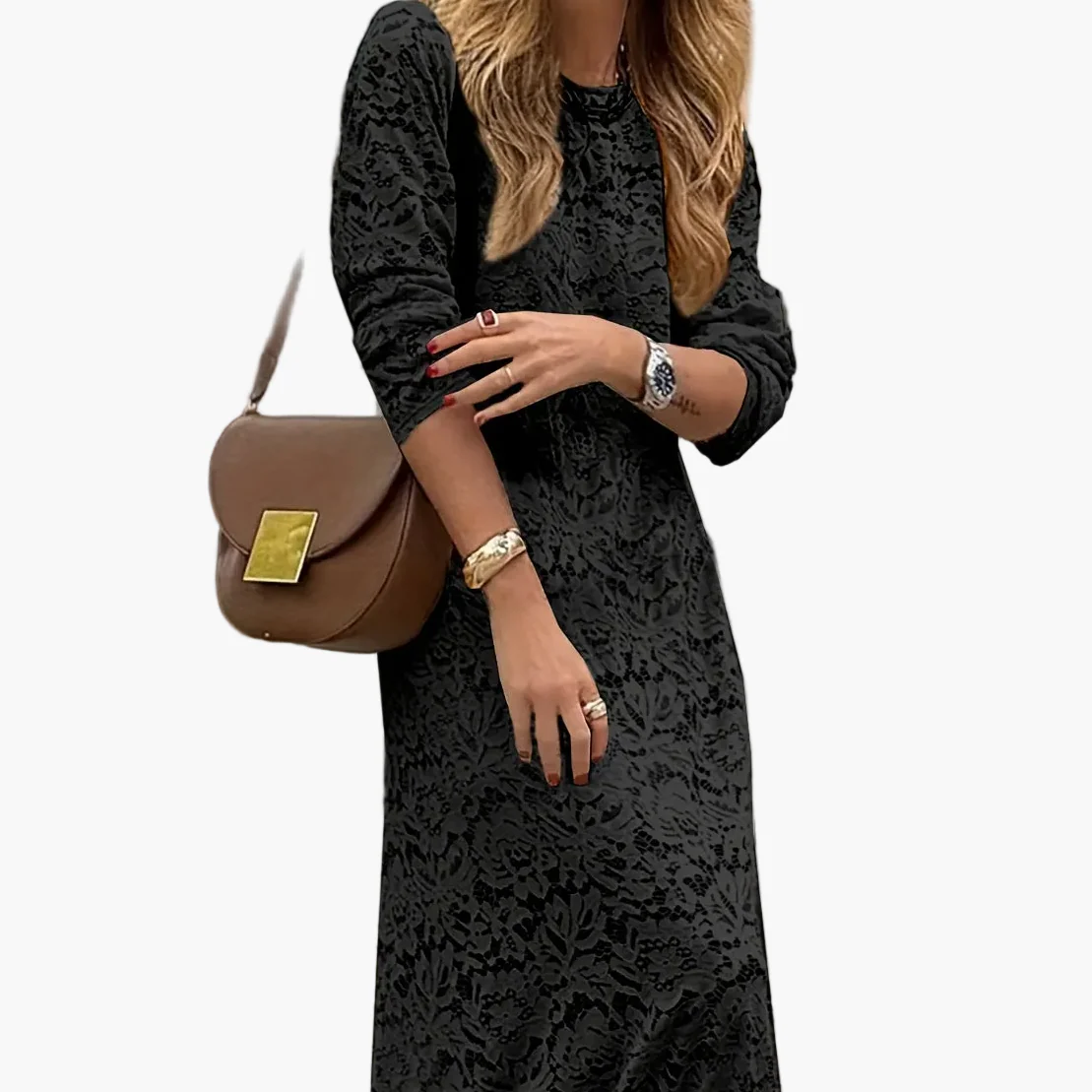 Robe Longue Femme Élégante Motif Floral Style Urbain - Image 7