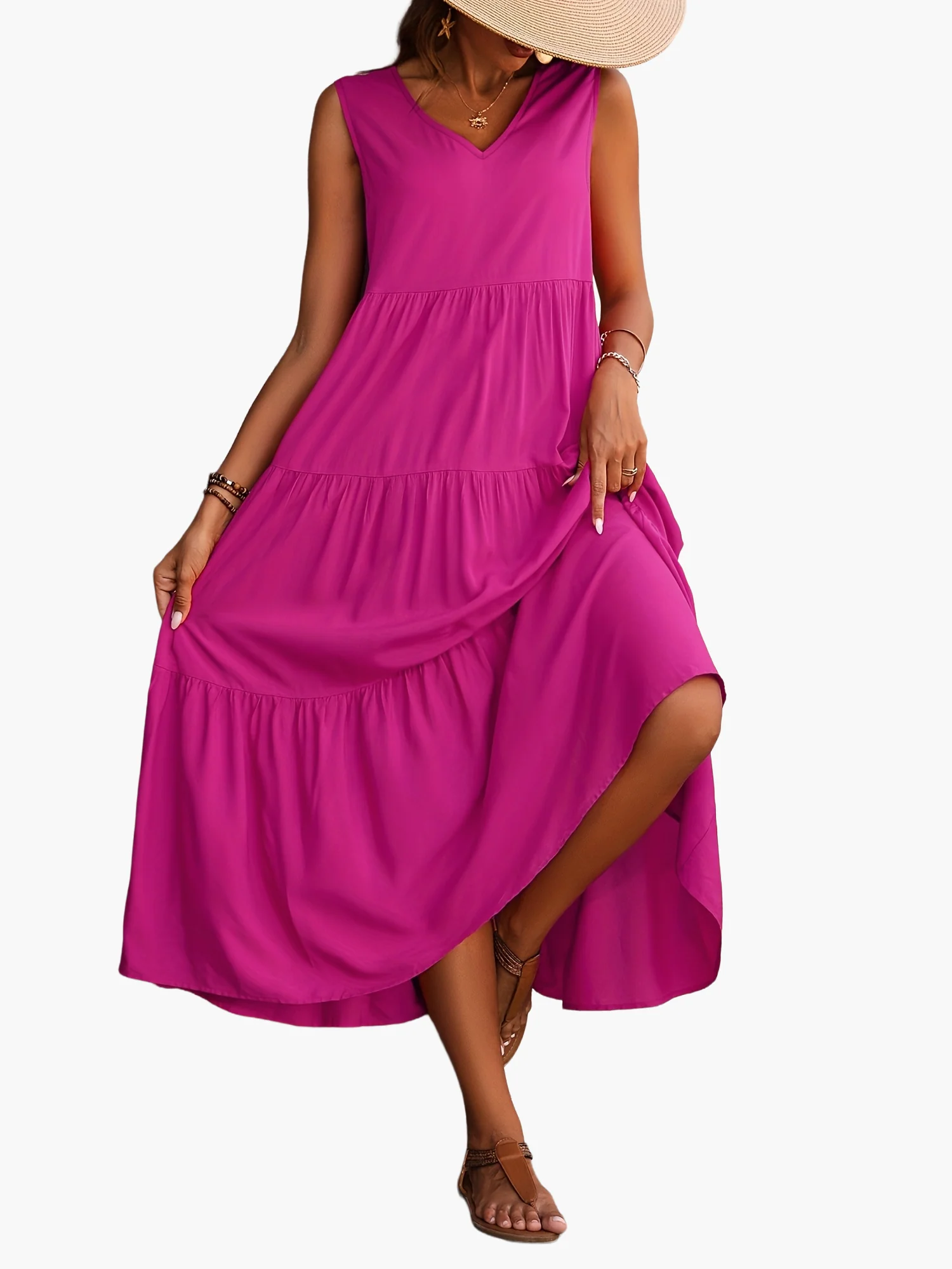 Robe longue femme élégante à volants style décontracté pour l'été - Image 5