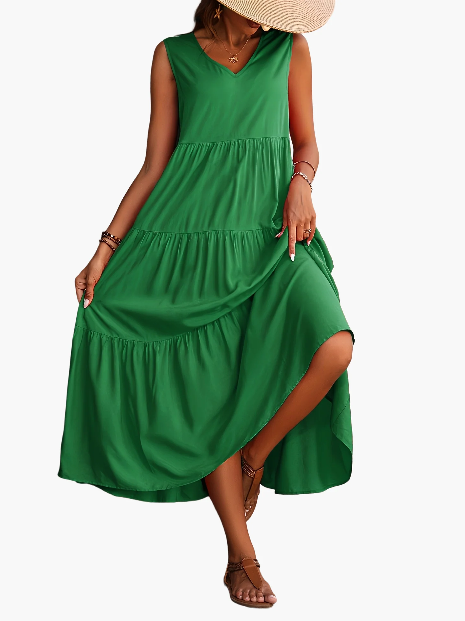 Robe longue femme élégante à volants style décontracté pour l'été - Image 6