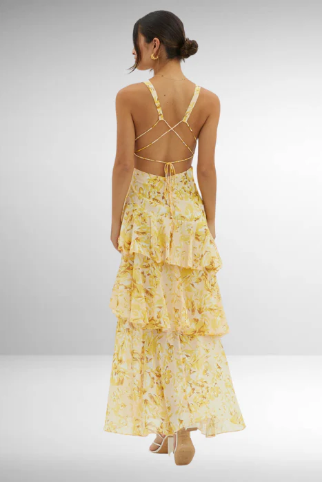 Robe longue femme élégante à volants style soirée et été - Image 14