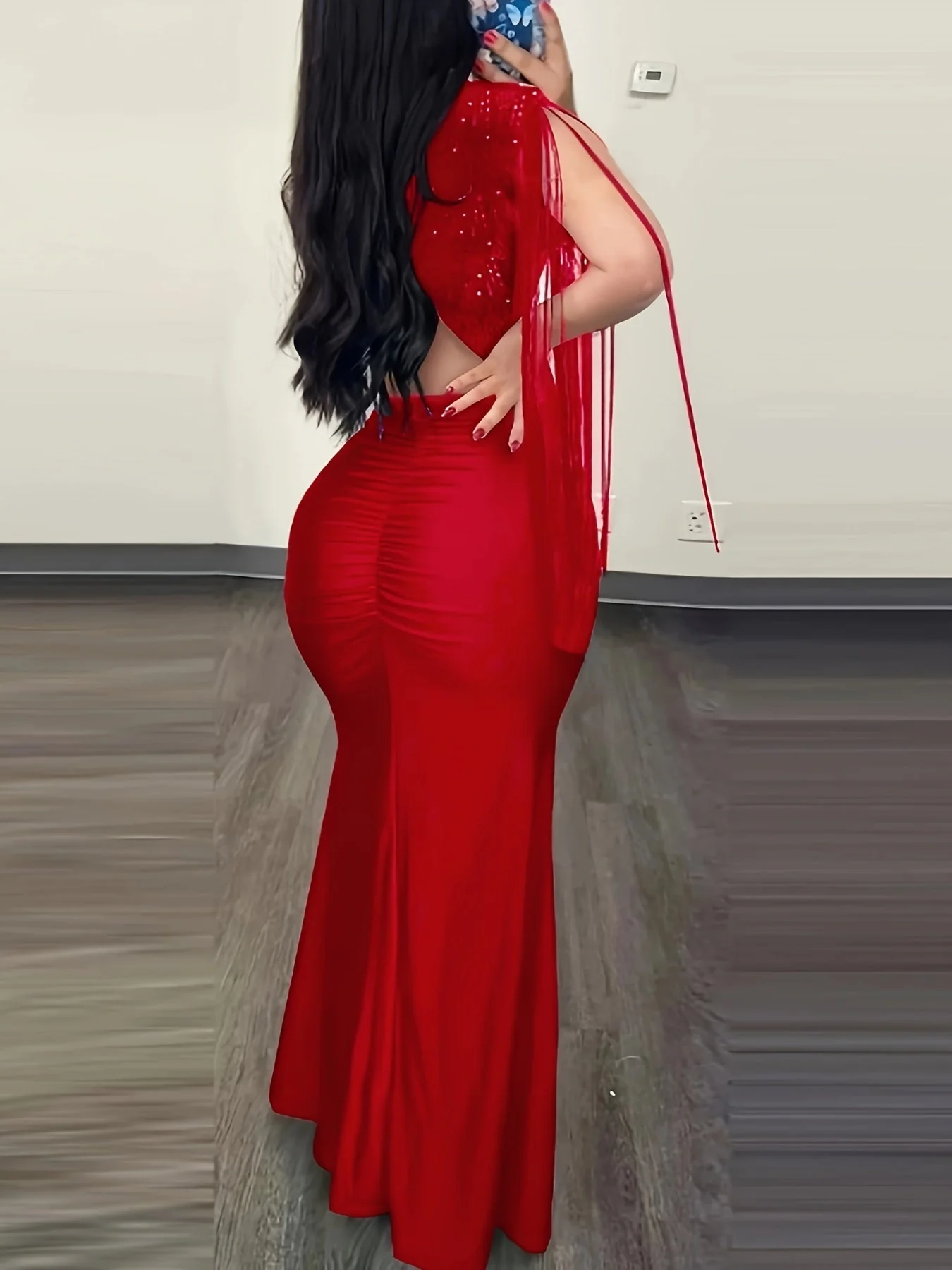 Robe longue moulante élégante à franges pour femme – soirée, cocktail, événement spécial - Image 6