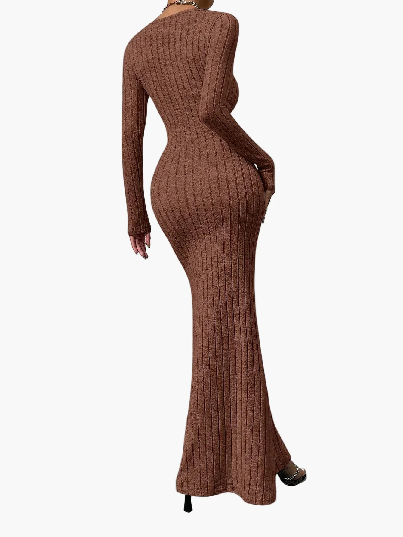 Robe longue moulante à manches longues pour femme – Élégance chic et moderne - Image 2