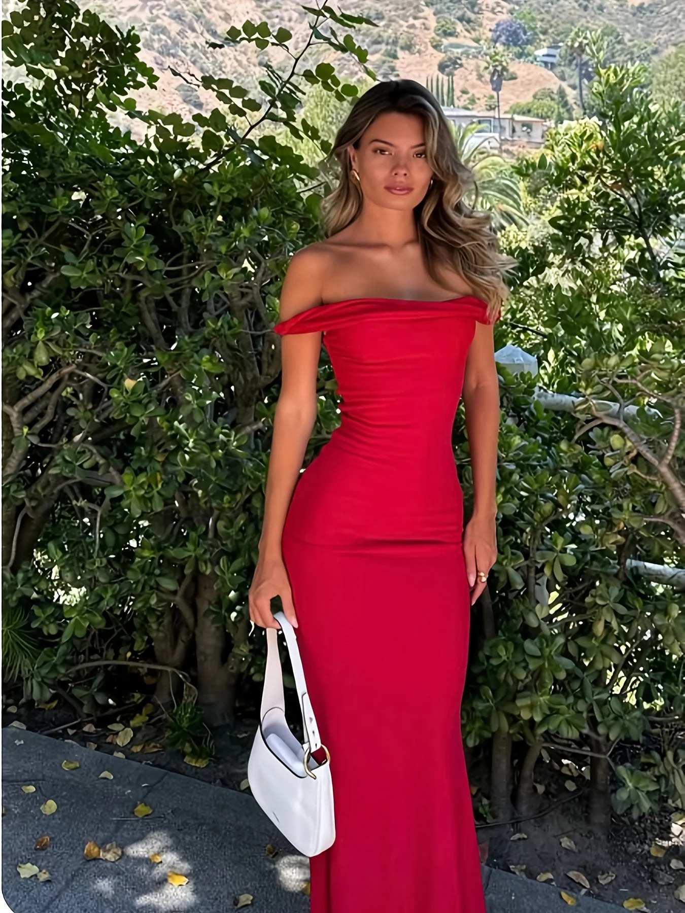 Robe Longue de Soirée Femme Élégante Style Sirène Épaule Dénudée - Image 3