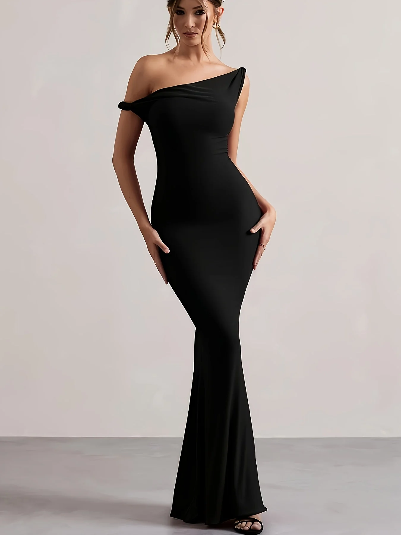 Robe Longue de Soirée Femme Élégante Style Sirène Épaule Dénudée - Image 4