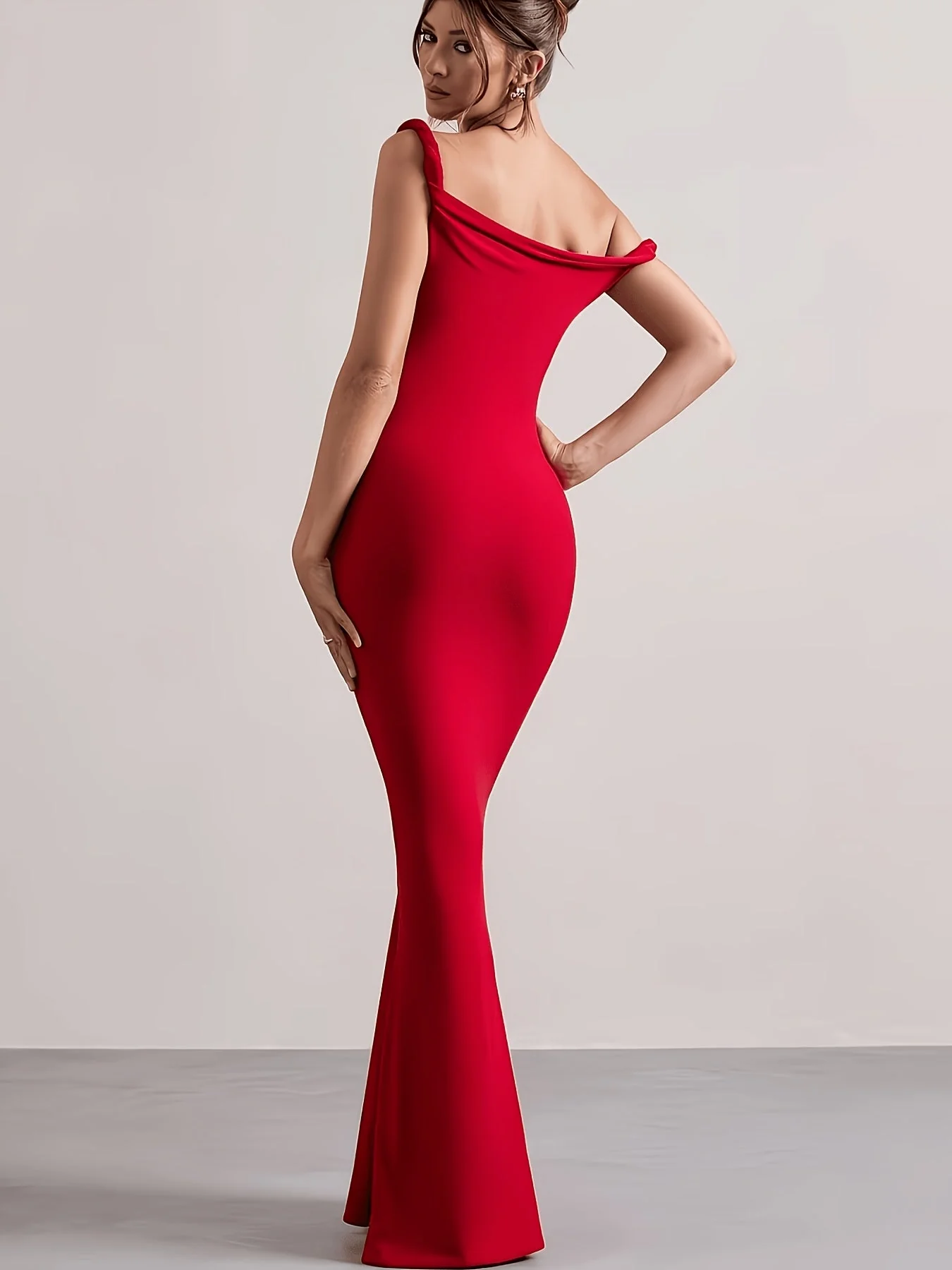 Robe Longue de Soirée Femme Élégante Style Sirène Épaule Dénudée - Image 8