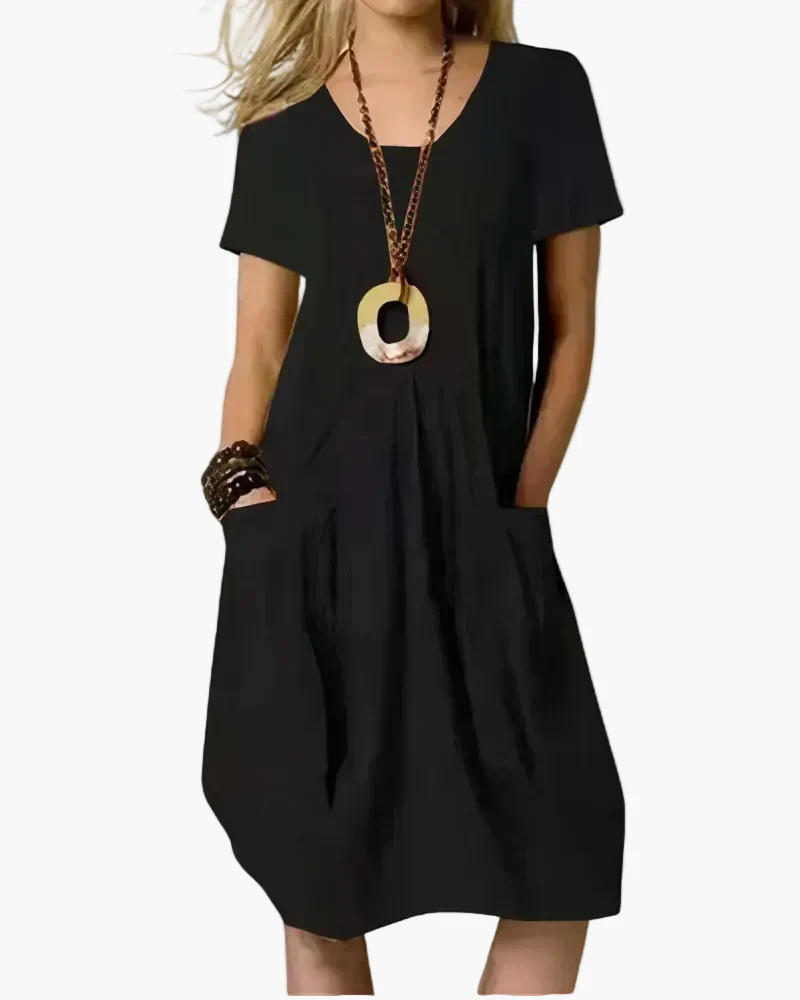 Robe midi ample femme style décontracté chic avec poches - Élégance au quotidien - Image 2
