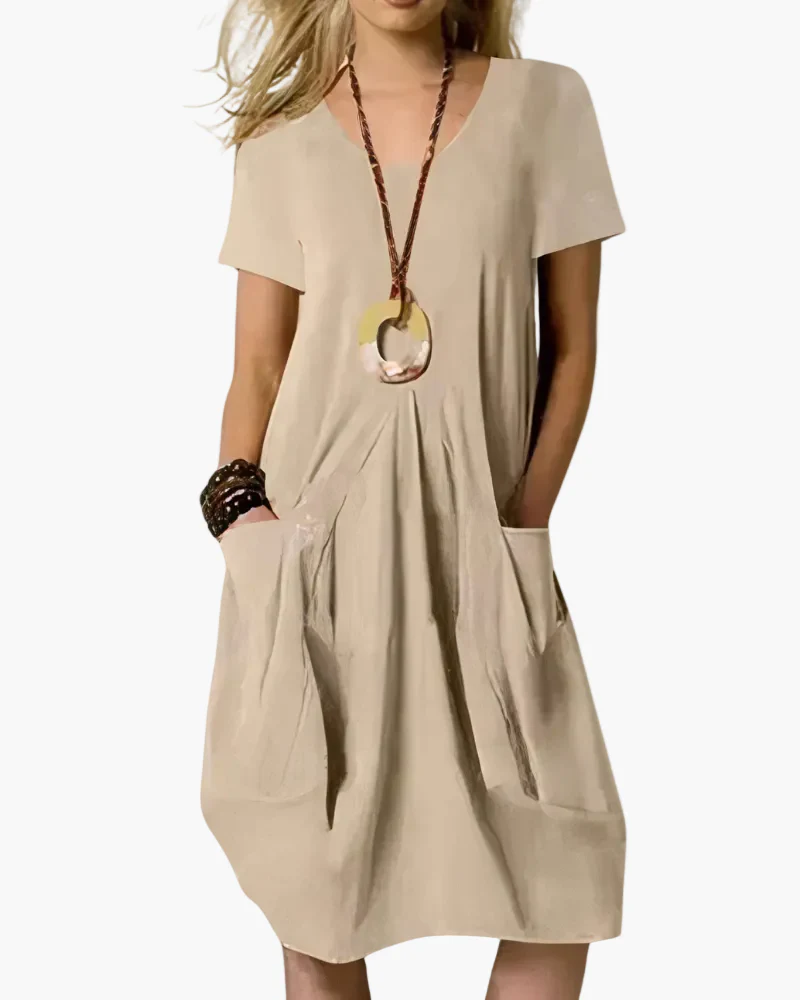 Robe midi ample femme style décontracté chic avec poches - Élégance au quotidien - Image 4