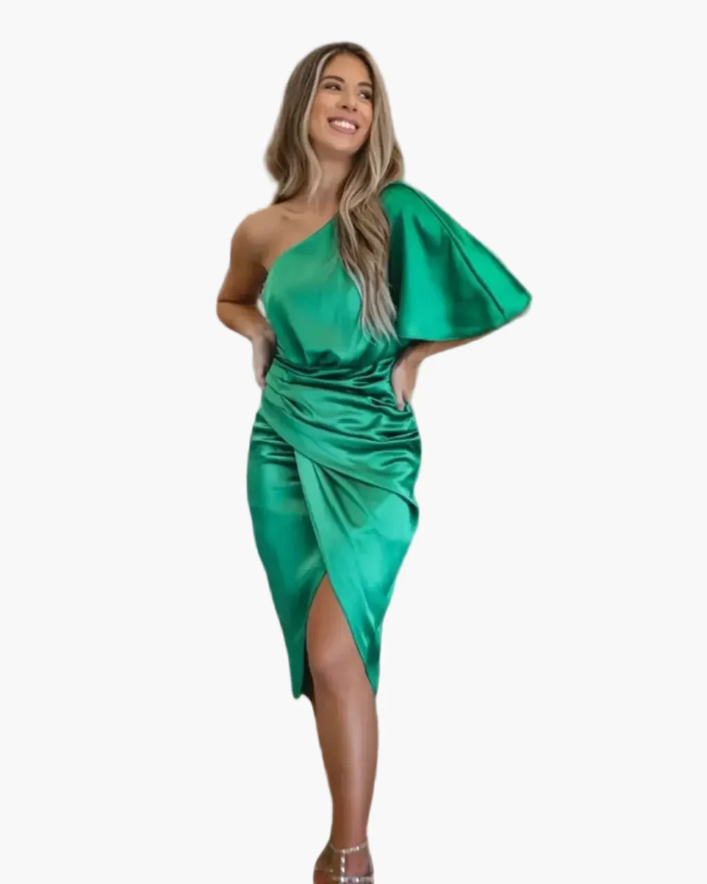 Robe midi asymétrique de soirée pour femme, style drapé élégant, usage événementiel et cocktail - Image 10