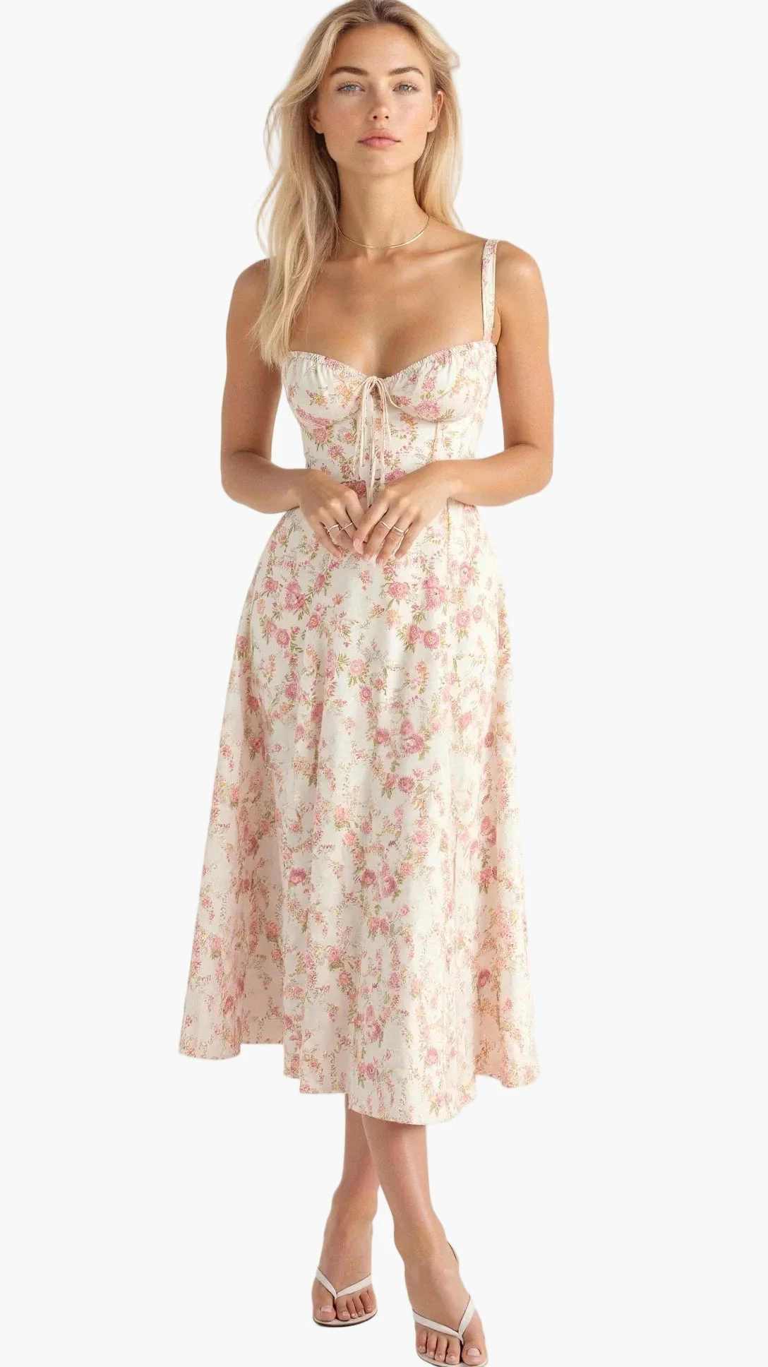 Robe Midi Corset Femme – Élégance Florale et Style Romantique pour Occasions Spéciales - Image 5