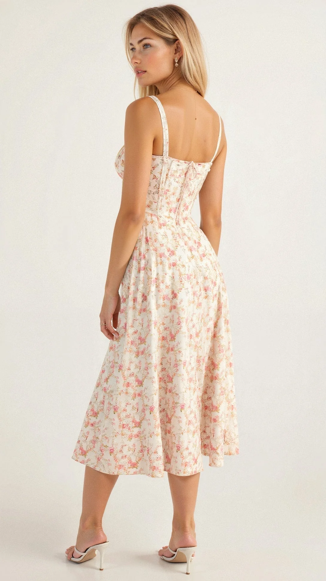 Robe Midi Corset Femme – Élégance Florale et Style Romantique pour Occasions Spéciales - Image 6