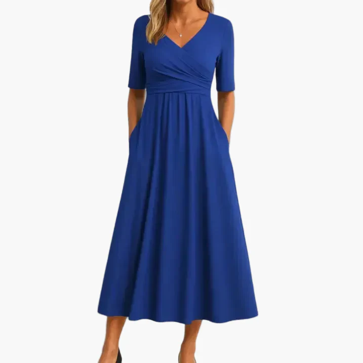 Robe midi élégante femme style croisé polyvalente pour occasions spéciales et sorties - Image 2